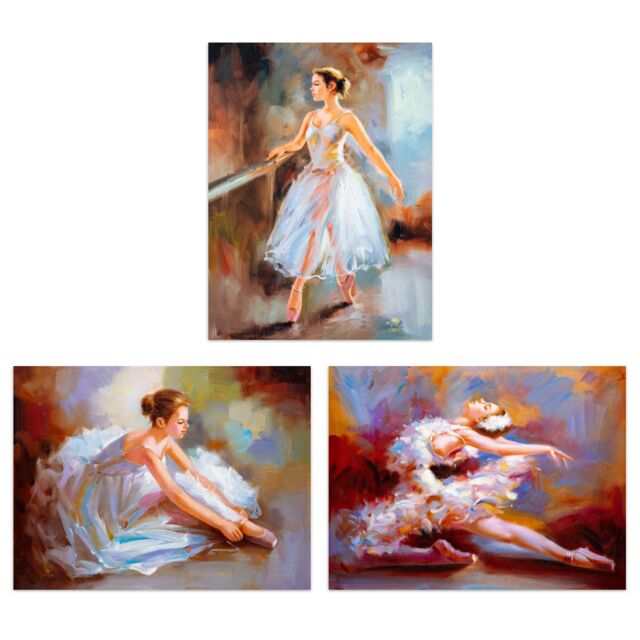 Artery8 Wall Art Print The Ballet Dancers Set Of 3 s Living Room Aesthetic Oil Paintings A4 - image 1