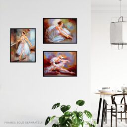 Artery8 Wall Art Print The Ballet Dancers Set Of 3 s Living Room Aesthetic Oil Paintings A4 - thumbnail 3