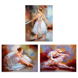 Artery8 Wall Art Print The Ballet Dancers Set Of 3 s Living Room Aesthetic Oil Paintings A4 - thumbnail 1