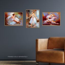 Artery8 Wall Art Print The Ballet Dancers Set Of 3 s Living Room Aesthetic Oil Paintings A4 - thumbnail 2