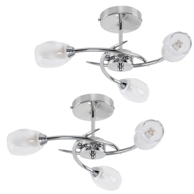 ValueLights Mia Pair of 3 Way Silver Ceiling Bar Light - image 1