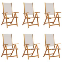 Berkfield Home Folding Garden Chairs 6 pcs Solid Wood Acacia & Textilene in Brown - thumbnail 2