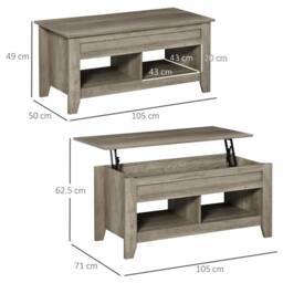 STILVORA Coffee Table with Lift Top & Hidden Storage, Oak in Light Oak - thumbnail 4