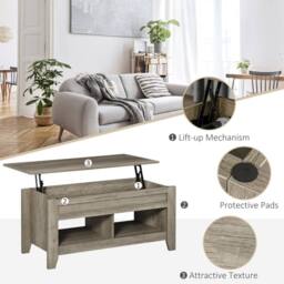 STILVORA Coffee Table with Lift Top & Hidden Storage, Oak in Light Oak - thumbnail 6