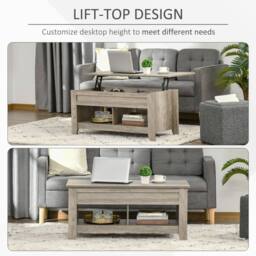 STILVORA Coffee Table with Lift Top & Hidden Storage, Oak in Light Oak - thumbnail 3