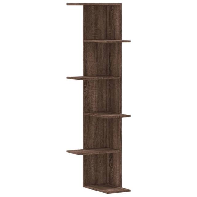 Berkfield Home Wall Corner Shelf Brown Oak 36.5x36.5x140 cm Engineered Wood - image 1