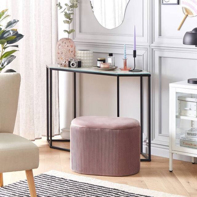 Wyld and Coco Pink Velvet Storage Pouffe - image 1