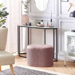 Wyld and Coco Pink Velvet Storage Pouffe