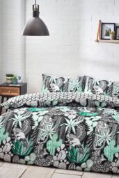 Furn Arizona Printed Reversible Duvet Cover Set in Black - Size: Double - thumbnail 1