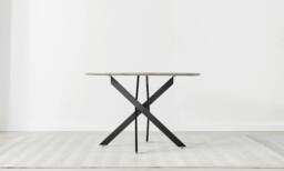 FurnitureboxUK Novara Grey Concrete Effect Black Leg 120cm Round Dining Table & 4 Halley Chairs in Cream - thumbnail 8
