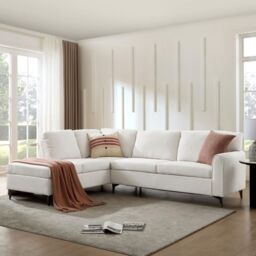 Home Detail Alyssum Left-Hand Corner Sofa in White - Size: 4 Person