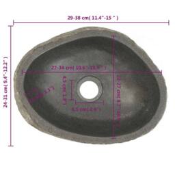Berkfield Home Basin River Stone Oval (29-38)x(24-31) cm in Black - thumbnail 6