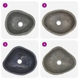 Berkfield Home Basin River Stone Oval (29-38)x(24-31) cm in Black - thumbnail 4