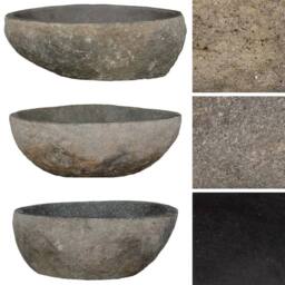 Berkfield Home Basin River Stone Oval (29-38)x(24-31) cm in Black - thumbnail 3
