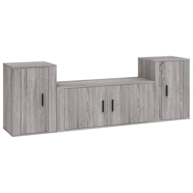 Berkfield Home 3 Piece TV Cabinet Set Grey Sonoma Engineered Wood - image 1