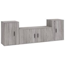 Berkfield Home 3 Piece TV Cabinet Set Grey Sonoma Engineered Wood - thumbnail 1