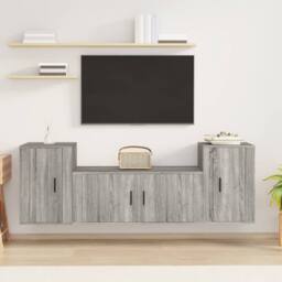 Berkfield Home 3 Piece TV Cabinet Set Grey Sonoma Engineered Wood - thumbnail 2