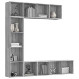 Berkfield Home Classic 3 Piece Book/TV Cabinet Set Grey Sonoma 180x30x180 cm - Size: 180 x 30 x 180 cm - thumbnail 1