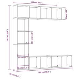 Berkfield Home Classic 3 Piece Book/TV Cabinet Set Grey Sonoma 180x30x180 cm - Size: 180 x 30 x 180 cm - thumbnail 6