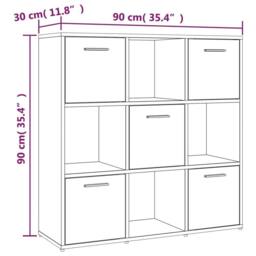 Berkfield Home Book Cabinet Brown Oak 90x30x90 cm Engineered Wood - Size: 90 x 30 x 90 cm - thumbnail 8
