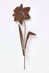 Homescapes Steel Narcissus Garden Stake Decorations, Set of 2 in Brown - thumbnail 2