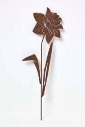 Homescapes Steel Narcissus Garden Stake Decorations, Set of 2 in Brown - thumbnail 5