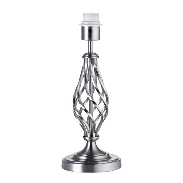 Happy Homewares Traditional Table Lamp Base with Twist Metal Stem Design & Inline Switch in Metallic Silver - Size: 15 inches - image 1
