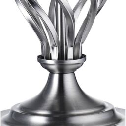 Happy Homewares Traditional Table Lamp Base with Twist Metal Stem Design & Inline Switch in Metallic Silver - Size: 15 inches - thumbnail 3