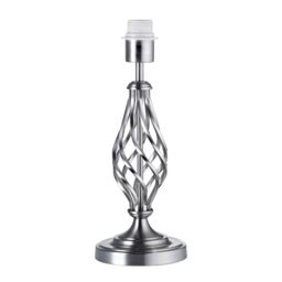 Happy Homewares Traditional Table Lamp Base with Twist Metal Stem Design & Inline Switch in Metallic Silver - Size: 15 inches - thumbnail 1