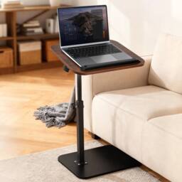 FORGEVIO C Shaped Side Table, 45-80cm Height Adjustable 32 cm x 43 in Brown