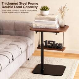 FORGEVIO C Shaped Side Table, 45-80cm Height Adjustable 32 cm x 43 in Brown - thumbnail 5