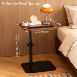 FORGEVIO C Shaped Side Table, 45-80cm Height Adjustable 32 cm x 43 in Brown - thumbnail 2