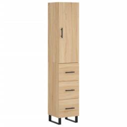 Berkfield Home Highboard Sonoma Oak 34.5x34x180 cm Engineered Wood in Light Tan
