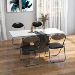 Costway Set of 4 Folding Metal Chair Padded Kitchen Dining Seat U-shaped Guest Chair in Black - thumbnail 6