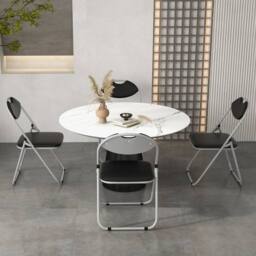 Costway Set of 4 Folding Metal Chair Padded Kitchen Dining Seat U-shaped Guest Chair in Black - thumbnail 2