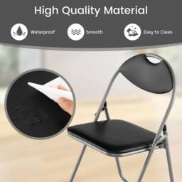 Costway Set of 4 Folding Metal Chair Padded Kitchen Dining Seat U-shaped Guest Chair in Black - thumbnail 3