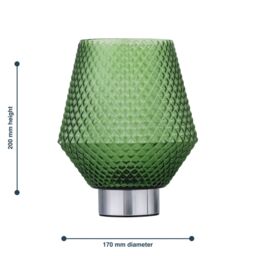 First Choice Lighting Porter - Battery Operated Chrome Lamp with Green Textured Glass in Silver - thumbnail 7