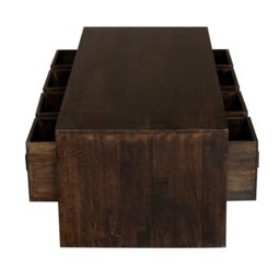 Jaipur Furniture Ltd 8 Draw Coffee Table - Mango Wood - L55 x W118 x H40 cm - Dark Finish in Brown - thumbnail 2