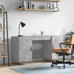 Berkfield Home Desk Concrete Grey 140x50x75 cm Engineered Wood - Size: 140 x 50 x 75 cm - thumbnail 1