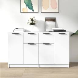 Berkfield Home Sideboards 2 pcs White 60x30x70 cm Engineered Wood - Size: 60 x 30 x 70 cm - thumbnail 2