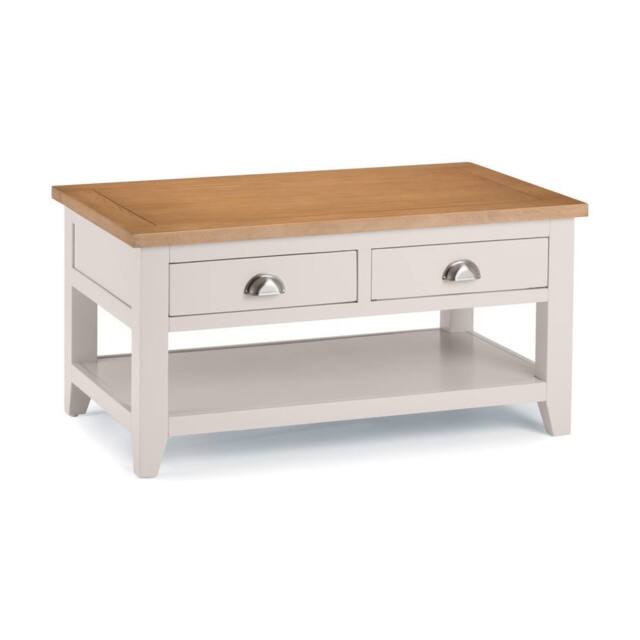 Cheshire Kensington Coffee Table With 2 Drawers in Elephant Grey & Euro Oak in Light Grey - image 1