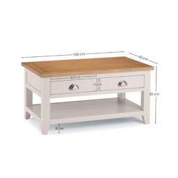 Cheshire Kensington Coffee Table With 2 Drawers in Elephant Grey & Euro Oak in Light Grey - thumbnail 4
