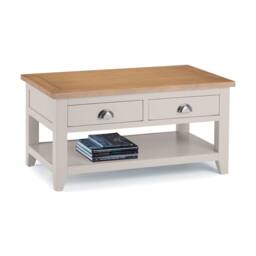 Cheshire Kensington Coffee Table With 2 Drawers in Elephant Grey & Euro Oak in Light Grey - thumbnail 2