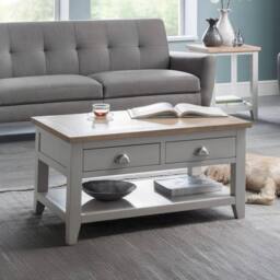 Cheshire Kensington Coffee Table With 2 Drawers in Elephant Grey & Euro Oak in Light Grey - thumbnail 3