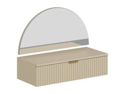 Vente-unique Wall-Mounted Dressing Table With Mirror & LED Lighting - 1 Drawer in Beige - thumbnail 6