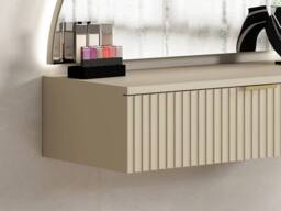 Vente-unique Wall-Mounted Dressing Table With Mirror & LED Lighting - 1 Drawer in Beige - thumbnail 8
