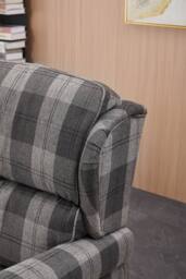 Living and Home Vintage Linen Upholstered Recliner Chair with Adjustable Backrest in Grey - thumbnail 9