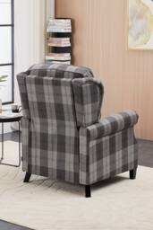 Living and Home Vintage Linen Upholstered Recliner Chair with Adjustable Backrest in Grey - thumbnail 5
