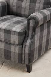 Living and Home Vintage Linen Upholstered Recliner Chair with Adjustable Backrest in Grey - thumbnail 8