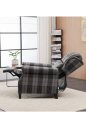 Living and Home Vintage Linen Upholstered Recliner Chair with Adjustable Backrest in Grey - thumbnail 3